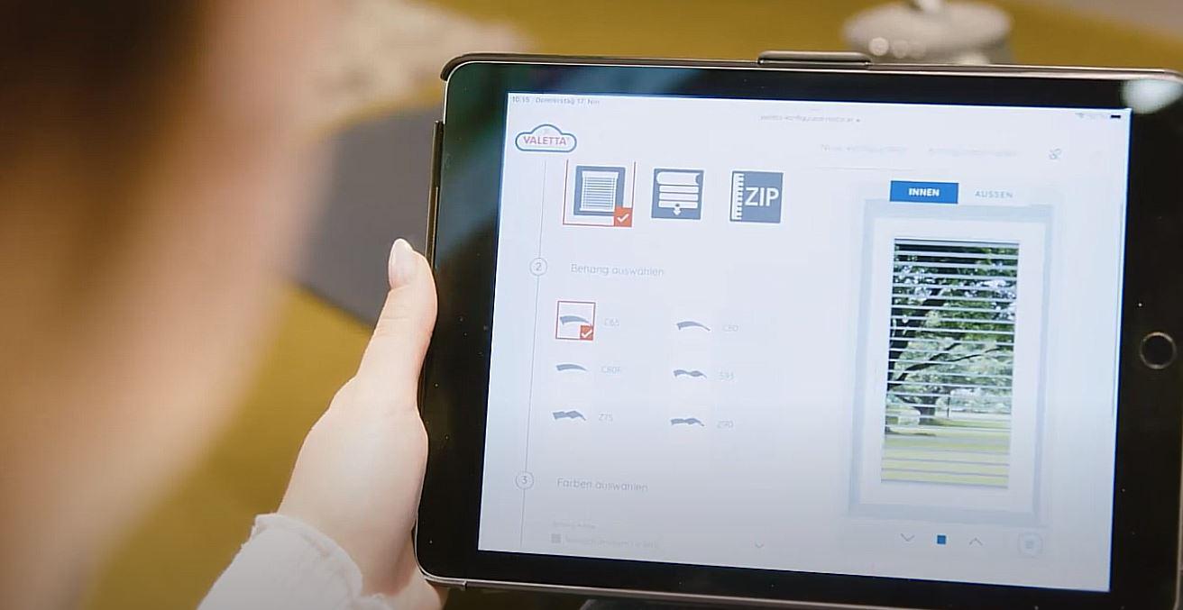 VALETTA Sonnenschutzkonfigurator, Produkte ganz leicht konfigurieren